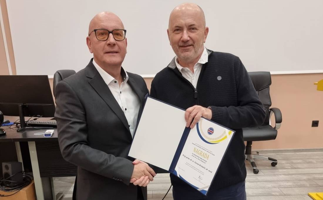 Nagrada za izdavačku djelatnost „Prof. dr. sc. Pavo Filaković“ dodijeljena prof. prim. dr. sc. Goranu Krstačiću